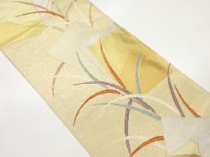 色紙に草葉模様織出し袋帯